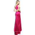 Wholesale Cheap Fitted One Shoulder Stretch Satin Cocktail Dress with a Slit